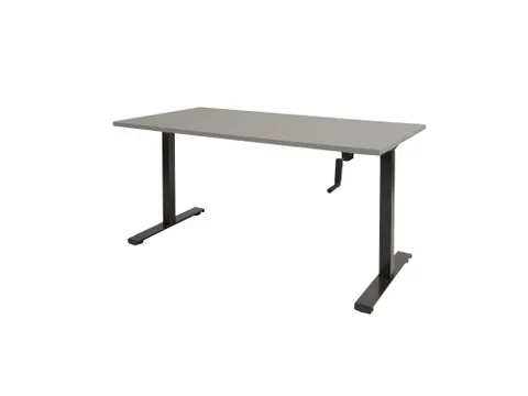 Slinger Bureau Zit-sta Zwart Poot 160x80cm Blad Licht Grijs