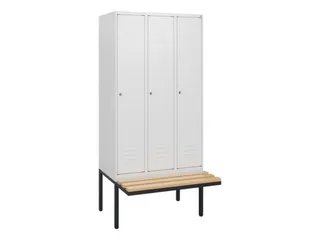 locker met bank,HxBxD 1950x900x815mm,3vak,vak B 300mm,cil.-slot - 1