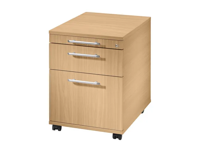 Mobiel Ladenblok 590x430x560mm Pennenlade 1lade 1hangmappenlade Beuken