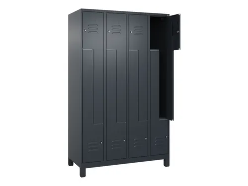 Z-garderobekast,HxBxD 1950x1200x500mm,vak B 150/300mm,cil.-slot,voeten
