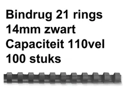 Bindrug Fellowes 14mm 21-rings A4 zwart 100stuks
