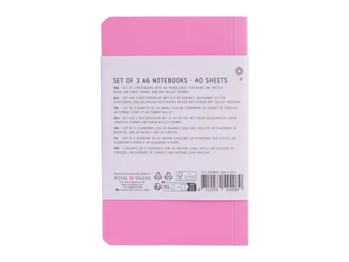 Notitieboek Bruynzeel A6 40vel glitter assorti set van 3 stuks