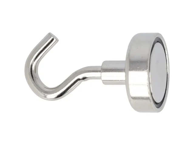 Aimant Westcott avec crochet 25mm argent. Puissance +/- 15kg