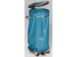 Mobiele Afvalverzamelaar 900x410x600mm Rvs Voetpedaal 120 Liter - 1