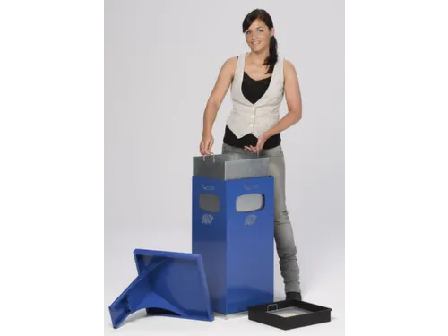 Combi-Asbak Staalplaat Blauw 910x395x395mm 3 Inworpopeningen