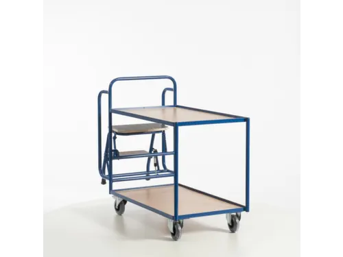 Orderverzamelwagen 990x590mm Totale H 1135mm 2 Etages Hout Ral5010