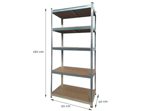 Stellingkast BRASQ 5 borden 90x40x180cm SU175 max 875 KG zilver