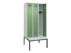 locker met bank,HxBxD 2120x900x815mm,3vak,vak B 300mm,cilinderslot