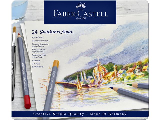 Kleurpotloden Faber-Castell Goldfaber aquarel blik à 24 stuks assorti | FaberCastellShop.be