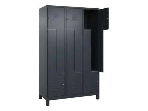 Z-garderobekast,HxBxD 1950x1200x500mm,vak B 200/400mm,cil.-slot,voeten