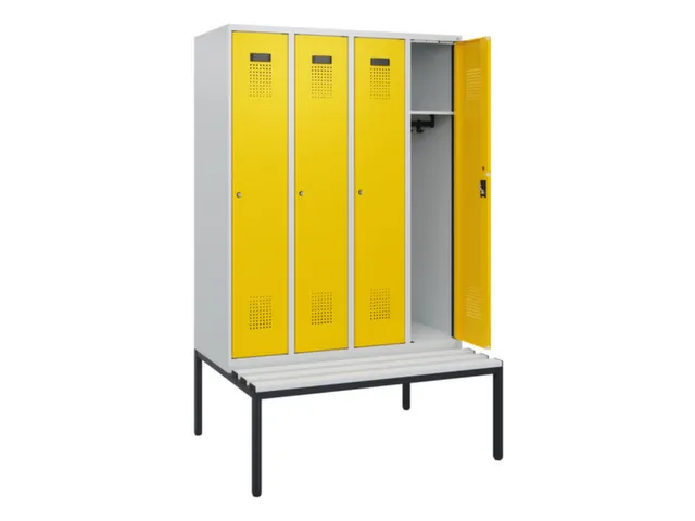 locker met bank,HxBxD 1950x1200x815mm,4vak,vak B 300mm,cilinderslot