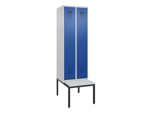 locker met bank,voor scheiding van kleding,HxBxD 2120x600x815mm,2vak