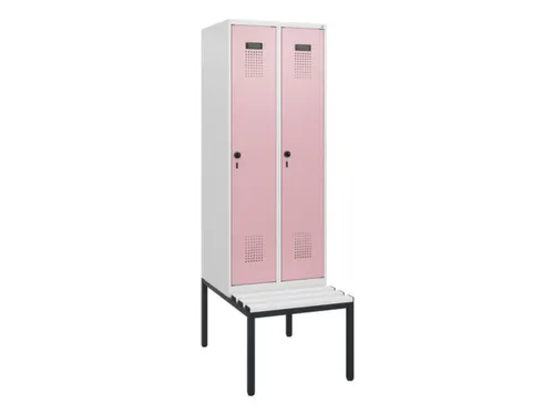 locker met bank,HxBxD 1950x600x815mm,2vak,vak B 300mm,draaigrendel