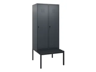 locker met bank,HxBxD 1950x800x815mm,2vak,vak B 400mm,draaigrendel - 1