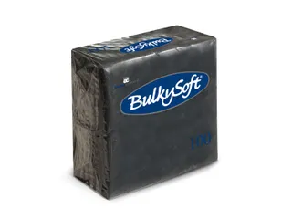 BulkySoft Servetten Zwart 24x24cm 1/4 vouw 2-laags cellulose 2000 stuk - 1