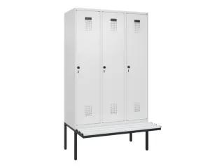 locker met bank,HxBxD 2120x1200x815mm,3vak,vak B 400mm,draaigrendel - 2