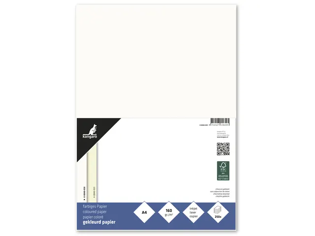 Papier Kangaro A4 160grs room- wit pak 250 vel