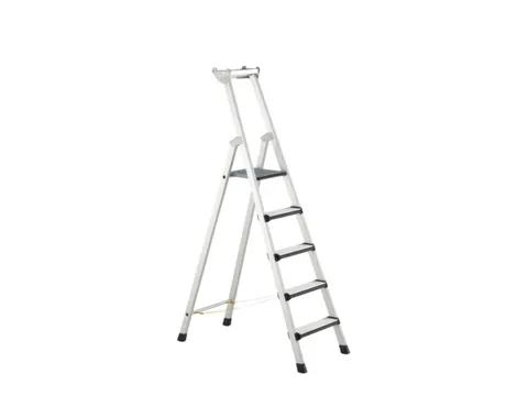 trapladder,eenzijdig,5treden,m. bekleding,stand H 1m,balk L 1,79m