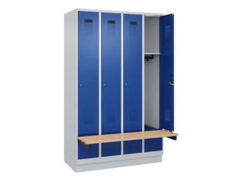 locker met bank,HxBxD 1950x1200x815mm,4vak,vak B 300mm,cilinderslot