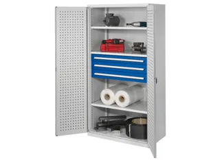 Materiaalkast Geperf Deuren 1950x1000x600mm 3legborden 3laden Ral7035 - 1