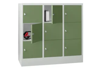 lockerkast,HxBxD 1187x1200x500mm,3x3vakken,RAL7035,front RAL6011 - 2