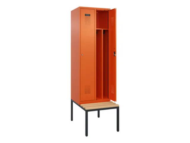 locker met bank,voor scheiding van kleding,HxBxD 2120x600x815mm,2vak