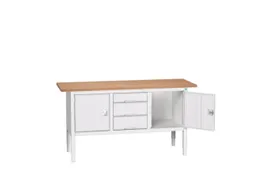 werkbank,HxBxD 830-930x1750x600mm,multiplexblad,uitrusting: 3laden