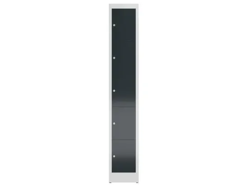 Lockerkast 1800x310x500mm 1x5 vakken cilinderslot, sokkel, RAL7016