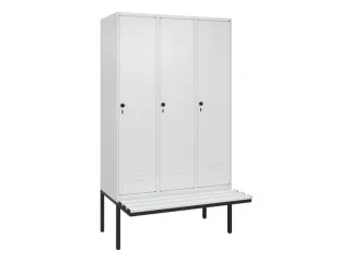 locker met bank,HxBxD 2120x1200x815mm,3vak,vak B 400mm,draaigrendel - 1