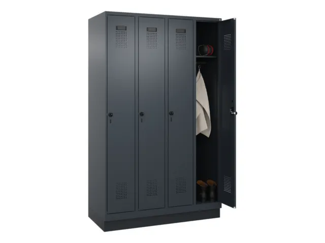 locker,HxBxD 1950x1200x500mm,4vak,vak B 300mm,draaigrendel,sokkel