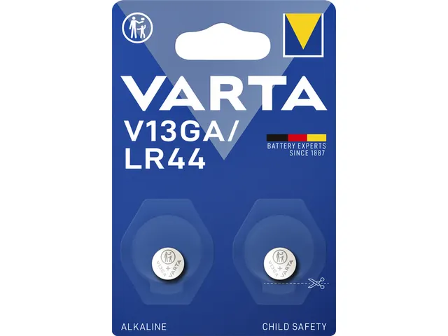 Batterij Varta knoopcel V13GA alkaline blister à 2 stuks