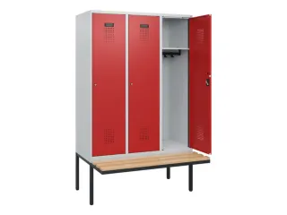 locker met bank,HxBxD 1950x1200x815mm,3vak,vak B 400mm,cilinderslot - 1