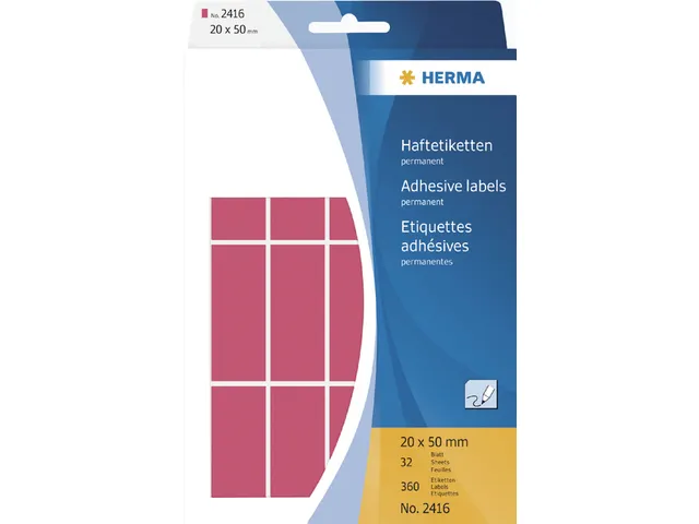 HERMA 2416 Universele etiketten 20x50mm Fluor rood 360 stuks