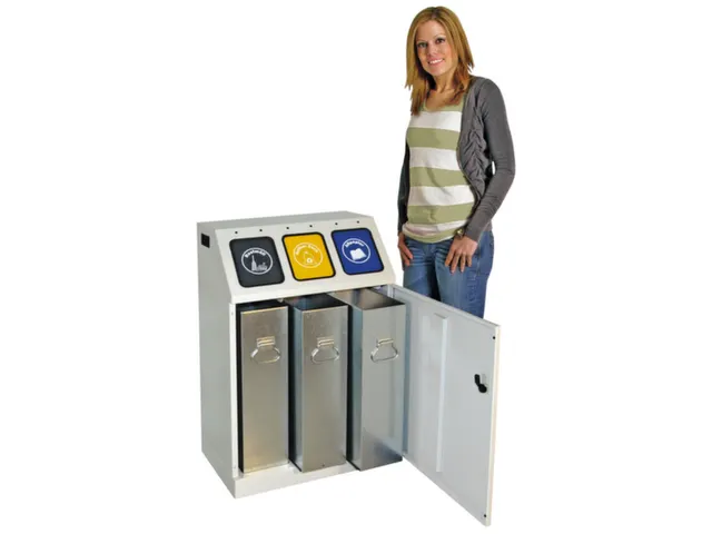 Afvalverzamelstation 3x30 Liter Romp Ral7035 Ral7016/ral1003/ral5010