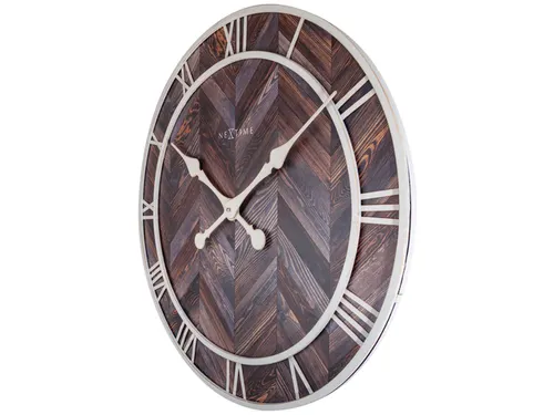 Wandklok Ø58cm Hout/Metaal Donkerbruin Roman Vintage Romeinse cijfers