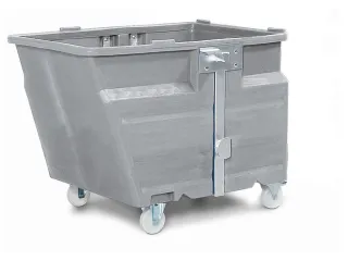 PE-kiepbak,HxLxB 900x1260x960mm,0,6m³,draagverm. 300kg,grijs,Wielen - 1