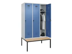 locker met bank,HxBxD 2120x1200x815mm,3vak,vak B 400mm,draaigrendel