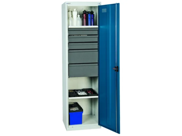 Gereedschapskast 1800x500x500mm 2legborden 5laden Ral7035 Ral5010