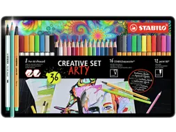 Creative set STABILO 87/3193 Arty assorti metalen etui à 36 stuks