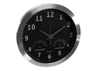Aluminium Wandklok Met Thermometer & Hygrometer Ø 35,5cm cijfers - 3
