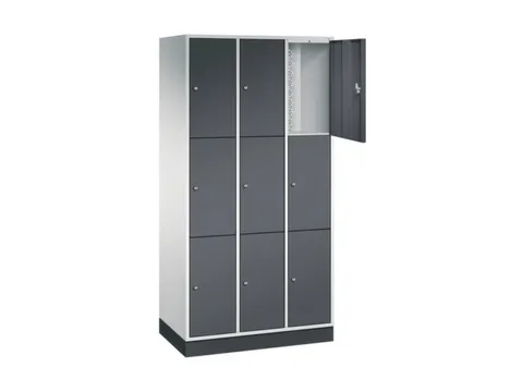 lockerkast,RAL 7035/RAL 7021,HxBxD 1950x920x500mm,3x3vakken,cil.-slot