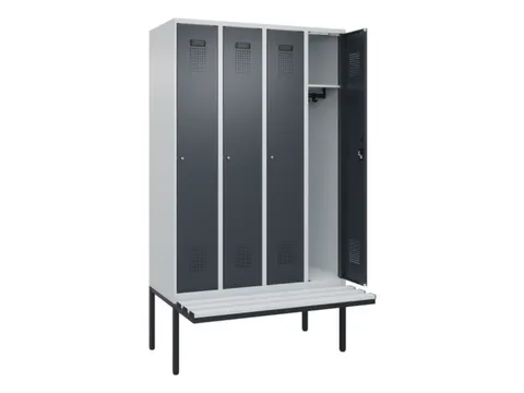 locker met bank,HxBxD 2120x1200x815mm,4vak,vak B 300mm,cilinderslot
