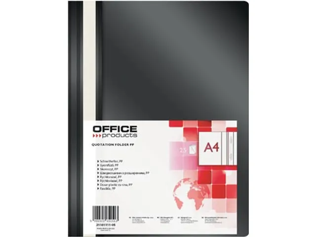 Office Products Snelhechtmap PP A4 Zwart