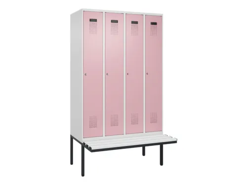 locker met bank,HxBxD 2120x1200x815mm,4vak,vak B 300mm,cilinderslot