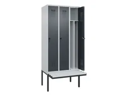 locker met bank,voor scheiding van kleding,HxBxD 2120x900x815mm,3vak