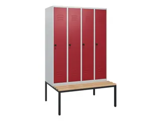locker met bank,HxBxD 1950x1200x815mm,4vak,vak B 300mm,draaigrendel - 1