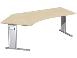 In hoogte verstelbaar hoekbureau 680-820x2166x1130mm esdoorn zilver
