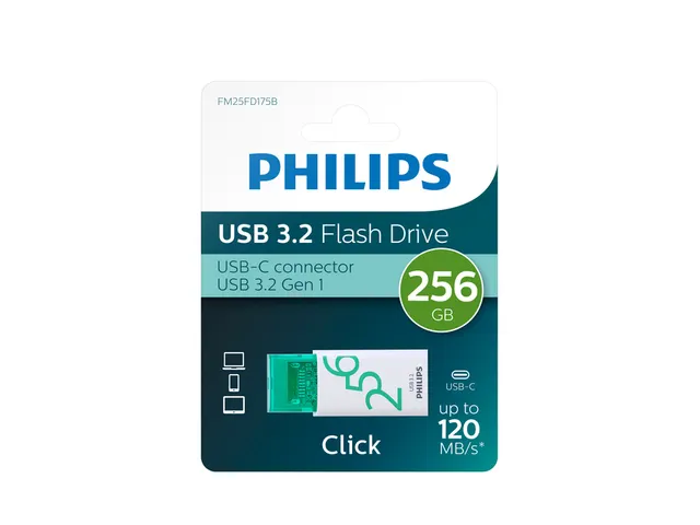 USB stick 3.2 Philips Click USB-C 256GB groen