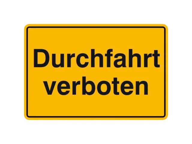 verbodsbord,Doorrit verboden,aluminium gemerkt,gemoffeld,geel/zwart