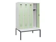 locker met bank,HxBxD 1950x1200x815mm,4vak,vak B 300mm,cilinderslot